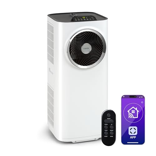 Klarstein Kraftwerk Smart 10K Mobiles Klimagerät – 10000 BTU, 29-49 m², App & Alexa Steuerung, 3-Stufen Ventilator, 23 l/h Entfeuchtung, Leise, Inkl. Fensterkit, Weiß