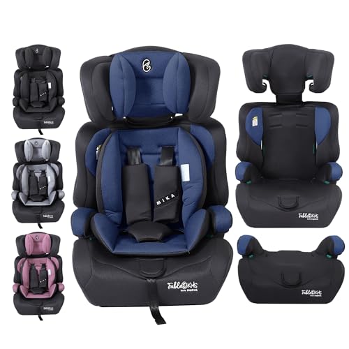 Fablekids Kinderautositz | 3-Punkt-Sicherheitsgurt | Autokindersitz ab 15 M. | Autositz für Kinder 76-150 cm | Kindersitz einstellbare Kopfstütze | ECE R129/03 | Verstellbar 44,5x41x68-75cm | Blau