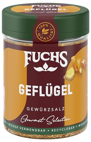 Fuchs Gewürze Gourmet Selection Klassisch/Heimisch – Geflügel Gewürzsalz, nachfüllbares Geflügel Gewürz, Salz zum Würzen von leichten Geflügelgerichten & Co, vegan, 70 g