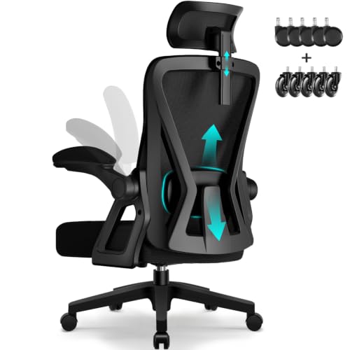 Airchros Bürostuhl,Bürostuhl Ergonomisch mit Verstellbarer Kopfstütze,Armlehnen und Lendenwirbelstütze, Schreibtischstuhl Drehstuhl Wippfunktion bis 135°,Chefsessel Rückenschonend, 150kg