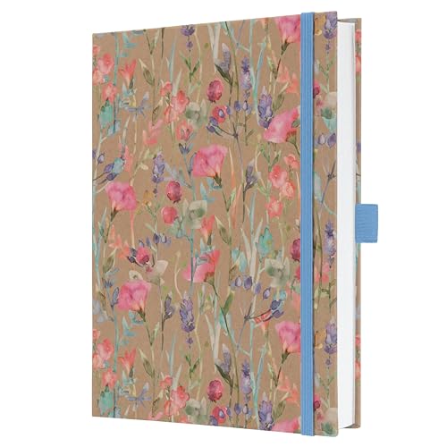 SIGEL JN853 Notizbuch A5 liniert, dickes 100 g Papier, Geschenkbuch Jolie, Hardcover aus Kraftpapier, 192 Seiten, Pure Wildflowers, vegan, aus nachhaltigem Papier