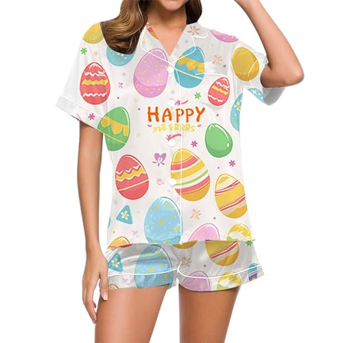 QJDFLL Damen Pyjama Set, 2 teilig, Hose, A Kariertes Federbesatz, langärmeliges Hemd mit Knöpfen, Oberteile, Nachtwäsche(Hot Rosa,L)