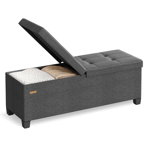 SONGMICS Sitzbank mit Stauraum, faltbar, Klappdeckel, 110 cm