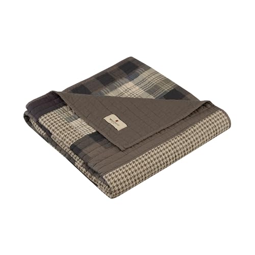 WOOLRICH Luxury Quilted Throw - Cabin Lifestyle, Patchwork with Moose Design All Season, Lightweight and Breathable Cozy Bedding Layer Throws for Couch Sofa, 50