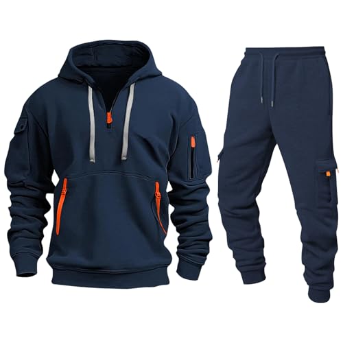 Herren Half Zip Farbblock Kontraststreifen Tracksuit Half Zip Beintaschen