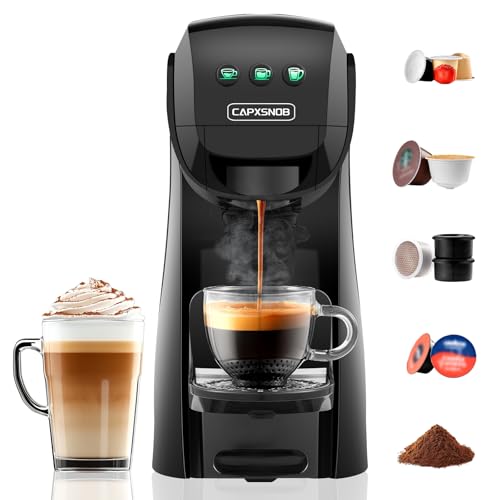 Warriors1 5 in 1 Multi Kapselmaschine für Nespresso OL, Dolce Gusto, Lavazza A Modo Mio, FAP Espresso Point Kapseln und Gemahlen Kaffee, 20 bars, 0,82 L, Automatische Kaffeemaschine für Zuhause & Büro