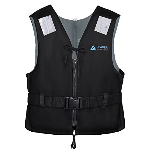 Leader International Schwimmhilfe Erwachsene, Feststoffweste ideal für den Wassersport, Auftriebshilfe bis zu 50N(Schwarz XL: 90kg+)