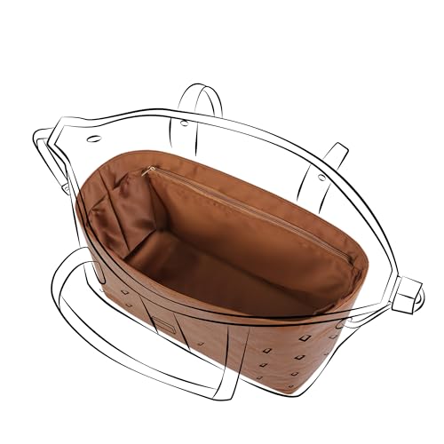 DGAZ Leichter Taschen Organizer für MCM-Liz Visetos, Seide & Dupont Papier, mit Reißverschlusstasche und Flaschenhalter, Innentasche Einsatz (Gold, Liz Visetos Medium)