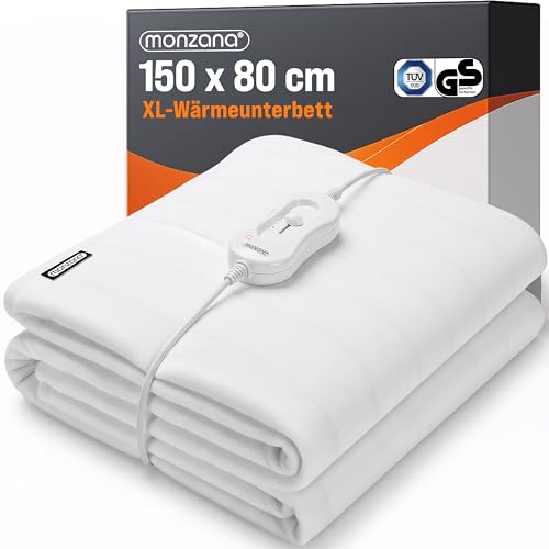 Monzana® Wärmeunterbett 150x80cm 3 Stufen 60W weiß Wärmedecke Überhitzungsschutz waschmaschinenfest Heizdecke Wärmedecke