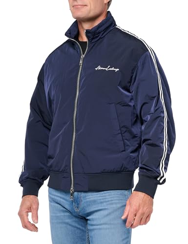 Armani Exchange Men's Signature Logo Bomber Jacket Outerwear, Navy, Small