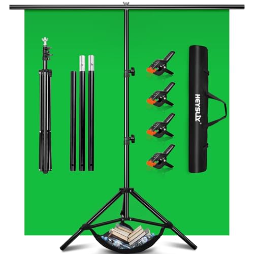 Greenscreen Hintergrund mit Ständer – 1,5 x 2 m Fotohintergrund Stoff mit Hintergrundständer für Fotografie, Fotostudio, Streaming, Chroma Key, Fotowand Ständer, Backdrop Photography Kit