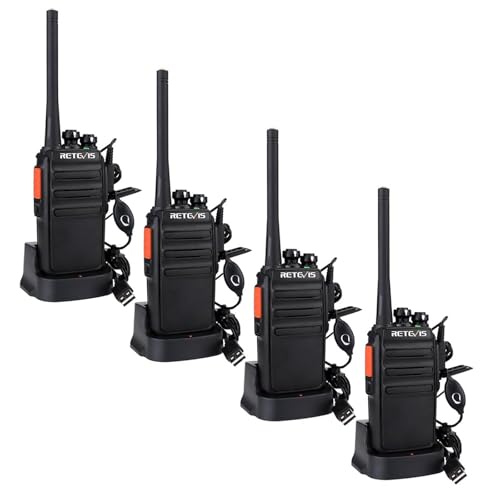 Retevis RT24 Plus Funkgeräte, PMR Walkie Talkie Erwachsene, 16 Kanäle IPx4 Wetterschutz Handfunkgerät Professionell, Lizenzfrei Walkie Talkie 4er Set mit Headset(4 Stück, Schwarz)