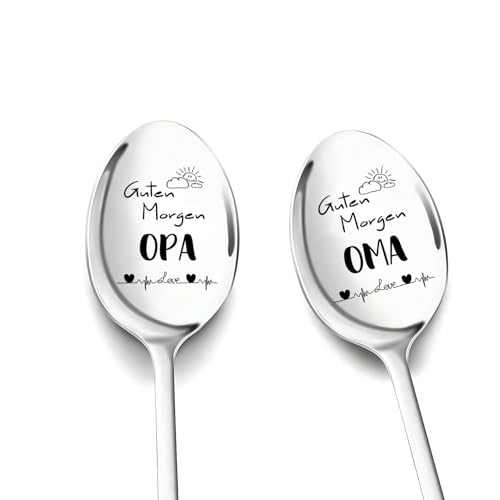 Weihnachtsgeschenke für Oma und Opa, 2 Stück Kaffeelöffel mit Gravur Geschenk für Beste Oma und Opa zum Geburtstag Ostern Geburtstagsgeschenk Vatertagsgeschenk Personalisiert für Großeltern