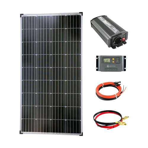 SOLARTRONICS Komplettset 1x130 Watt Solarmodul 600 Watt Wandler Laderegler Photovoltaik Inselanlage