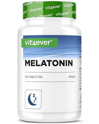 vit4ever Melatonin 1 mg - 365 vegane Tabletten - teilbar - hochrein