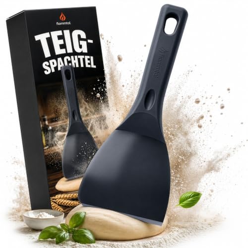 flammtal - Flexibler Teigspachtel Pizza mit Antihaftbeschichtung [10 cm] - Spülmaschinengeeigneter Pizza Spachtel - Lebensmittelechter & Hygienischer Pizzaspachtel aus Kunststoff - Pizzateig Spachtel