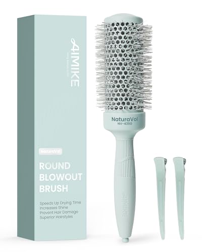 AIMIKE NaturaVol Rundbürste 43 mm,Professionelle Rundbürste zum schnellen Föhnen & Stylen,Für Volumen, Glanz & geschmeidiges Haar ohne Ziepen,Salon-Ergebnis auch zuhause (63 mm Einschließlich Borsten)
