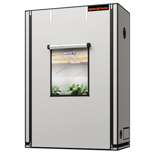 Spider Farmer Pro Growzelt 70x140x200 cm, mit Roll-up-Tür, Beobachtungsfenster, abnehmbarem Bodenblech, 2000D Mylar-Gewebe, für Hydroponik-Innenanbau mit SF4000, G4500, SE4500