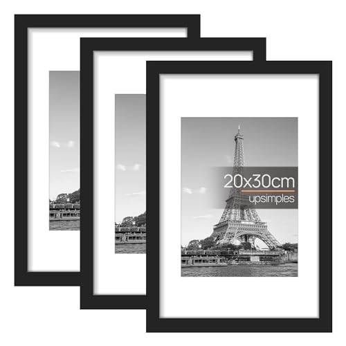 upsimples 3 Pack Bilderrahmen 20x30, Schwarz Rahmen 20x30, Picture Frame für Fotos, Bilder, Poster