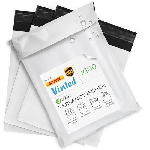 V1 TRADE Versandtaschen 18x25cm – Versandtüten Selbstklebend – Verpackungstüten 100Stk - Versandbeutel Für Kleidung, Vinted, Onlinehandel & Warensendungen
