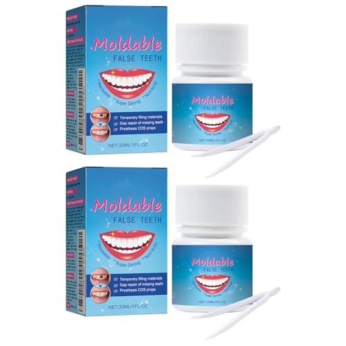 Daozhogo 2 Stück ZahnfüLlung Reparatur Set, Provisorische Zahnersatzset für VorüBergehende Wiederherstellung Von Fehlenden Oder Gebrochenen ZäHnen Und Zahnersatz, 30ml