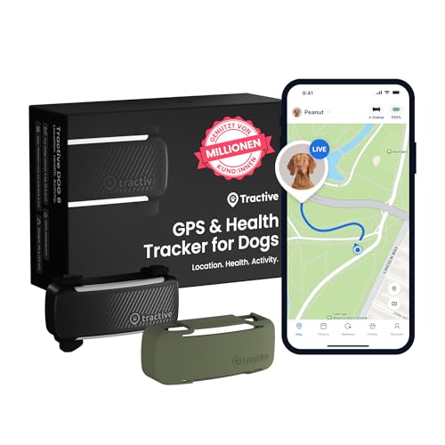 Tractive Smarter Hunde GPS Tracker | Bundle mit Cover | Modell 2025 | Live-GPS-Ortung | Weglaufalarm & Gesundheitswarnungen | Beobachtung der Vitalwerte | Empfohlen von Martin Rütter (Schwarz)