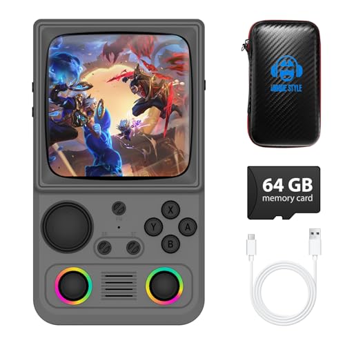 R36TMAX Retro-Handheld-Spielkonsole, Retro-Spielkonsole mit 4,0″ IPS-Bildschirm und über 18.000 klassischen Spielen, unterstützt WLAN-Multiplayer, 4000-mAh-Akku (Grau 64GB)