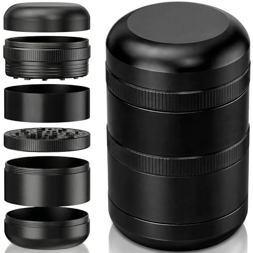 Viberium Metall Grinder Groß 60 mm - Crusher, Kräutermühle, Kräuter Zubehör Geschenk, Grind, Herb Grinder 5 teilig, XXL Cruncher Mühle Aluminium, Grinders Accessories, Grindr Gifts Set
