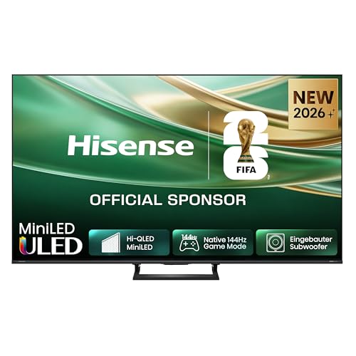 Hisense 75E8DS Fernseher 75 Zoll, 4K UHD, Hi-QLED Mini LED, Smart TV, 144Hz, Hi-View AI Engine, Dolby Vision.Atmos, Unibody Slim, FreeSync Premium, AI-Lichtsensor, Game Bar, Tuned by Devialet
