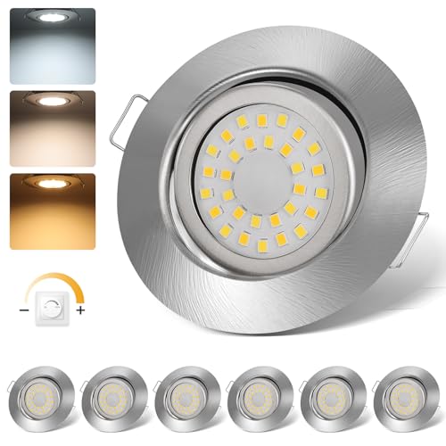 cloksh LED Einbaustrahler 230V Dimmbar LED Spots 5W IP44 Bad Einbauleuchten Schwenkbar Deckenspots,Warmweiß 3000K Neutralweiß 4000K Kaltweiß 6000K Einbauspots für Badezimmer Küche Wohnzimmer