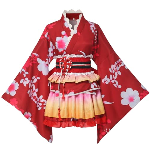 GRACEART Japanischer Kimono Robe Anime Cosplay Kostüm Kleid (S, Rot)
