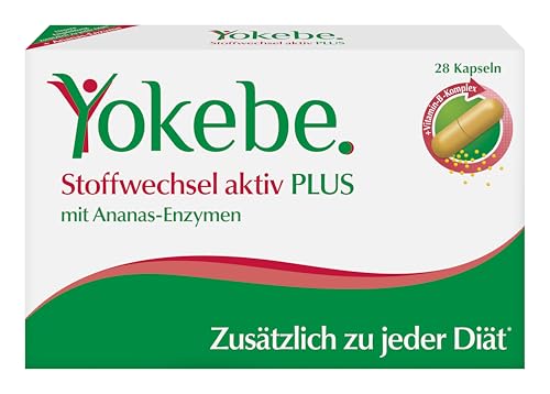 YOKEBE Plus Stoffwechsel aktiv – Stoffwechselkapseln zur Diät-Unterstützung – mit Vitamin-B-Komplex und hochwertigen Ananas-Enzymen – laktosefrei, glutenfrei, histaminfrei – 28 Kapseln