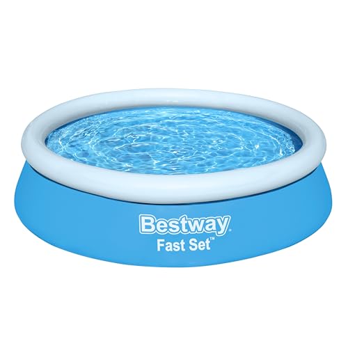 Bestway Fast Set Aufstellpool ohne Pumpe, Ø 183 x 51 cm, Blau, Rund, 940 Liter, TriTech-Material, Selbstaufbauend, Sicherheitsventil, Inkl. Reparaturflicken