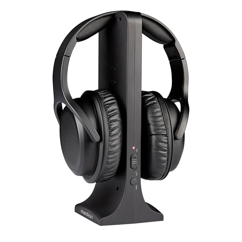 MEDION Funkkopfhörer HS-1 (kabellos, für TV, bis zu 15m Reichweite, mit Ladestation, Over Ear, USB C, MD40006)