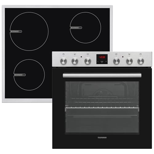 Telefunken Einbauherd-Set | Elektro-Herd-Kochfeld-Kombination | Mit Induktionskochfeld (4 Zonen) | Backofen mit Ober-Unterhitze und Umluft | Teleskopauszug | 78 Liter | 60 cm | Herdset B-HS-75-I-I