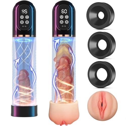 HIVEFUN Penispumpe Sex Spielzeug für die Männer Penisvergrößerung, Elektrische Penis Pumpe Masturbieren für Männer mit 4 Saugstufen 3 Trainingsmodi, Penies Pump Vakuumpumpe für den Mann Masturbator