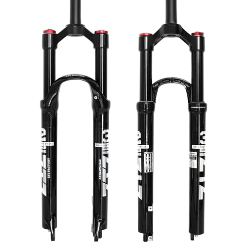 ZTZ MTB Gabel, 26/27.5/29 Zoll, Doppel Luftkammer mit ABS Dämpfung, Aluminiumlegierung, 9mm Schnellverschluss (Black, 26)