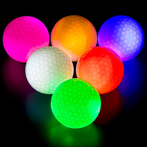 THIODOON LED golfbälle bunt Light Up Golfbälle Nacht Golfball leuchtet im Dunkeln leuchtende golfbälle Perfekt für Nacht-Training und Golf-Langstreckenschüsse Bälle Pink Rot Blau Grün Gelb weiß