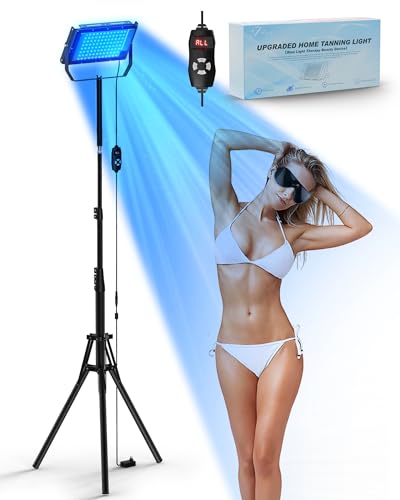 Jitesy Solarium für Zuhause,50w Bräunungslampe für Gesicht und Körper,2 Modi-konstant+pulsierend,5 Helligkeitsstufen,Gesichtsbräunung Tageslicht für zu Hause