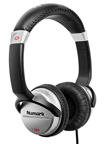 Numark HF125 Kompakter Recording und Studio DJ Kopfhörer mit 1.8m Kabel, 40mm-Treiber für erweiterten Frequenzgang, geschlossenes Design für Bassklang