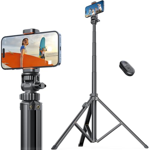 Handy-Stativ & Selfie Stick 180cm, YUMAZLA Verstärkte Lichtstative Stativ für Smartphone, Handystativhalter mit Fernauslöser für iPhone, Samsung (180cm)