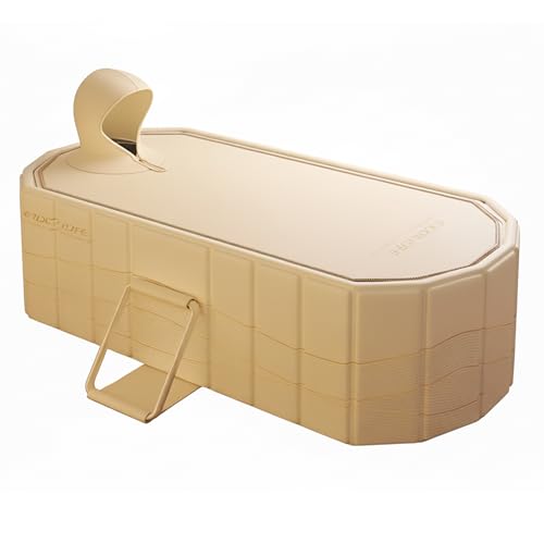 Simcat Faltbare Badewanne für Erwachsene – Tragbare Freistehende Badewanne mit Deckel, Ideal für Heim-SPA, Outdoor & Familien – Extra Groß (150x55x50cm, Gelb)