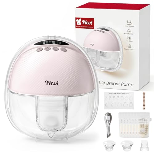 NCVI Milchpumpe Elektrisch Freihändig für Stillende Mütter Rosa, 1 Stück