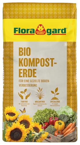 Floragard Bio Kompost-Erde 50 Liter – Pflanzerde für Blumen, Gemüse und Gehölze – mit Bio-Dünger - Gartenerde, erdfarben, 121780