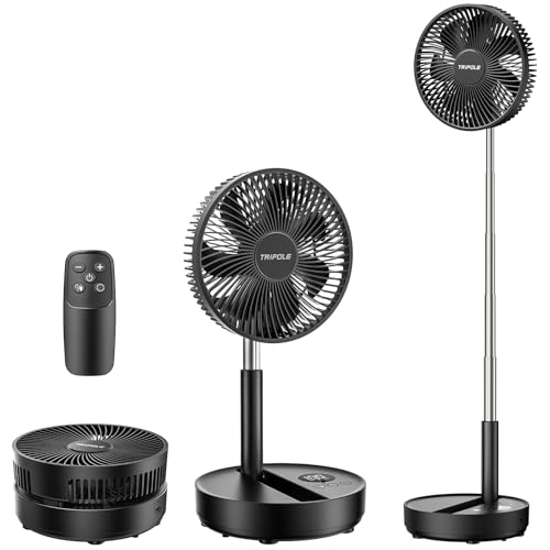 TriPole Tragbarer Standventilator mit LED-Anzeige, Akku, 28,5 Std. Laufzeit
