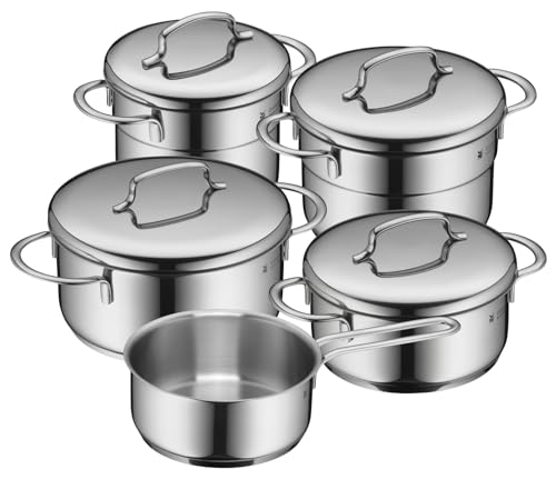 WMF Mini Topfset Induktion klein 5-teilig, Kochtopf Set mit Metalldeckel, Cromargan Edelstahl, Töpfe Set stapelbar, ideal für kleine Portionen