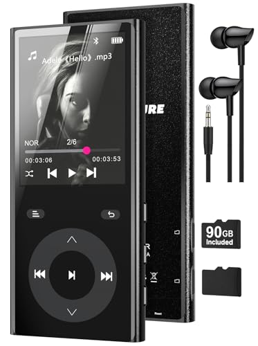 90GB MP3 Player Bluetooth 5.3, Musik Player 2 TF-Kartensteckplätzen