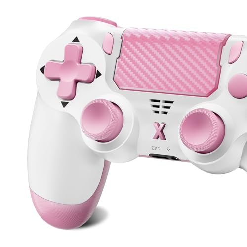 Suoxiom Wireless Controller für PS-4,Game Controller Kompatibel mit PS-4/Pro/Slim,Bluetooth Gamepad Joystick, 1000-mAh-Akku, 3,5-mm-Audiobuchse und Turbo-Funktion (PINK)