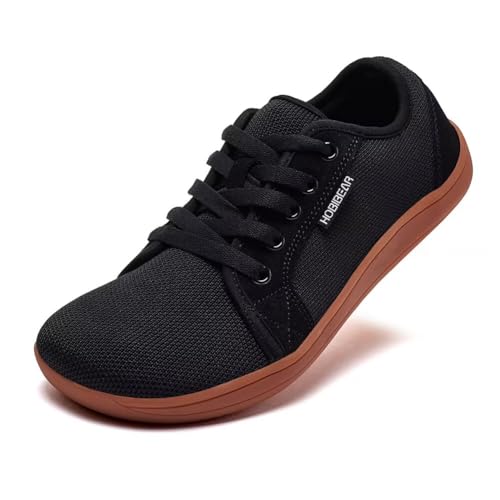 HOBIBEAR Unisex Breite Barfuss Schuhe Damen Herren Barfußschuhe Minimalistische Outdoor Trail Running Walking Schuhe (Schwarz-Braun,EU 44)