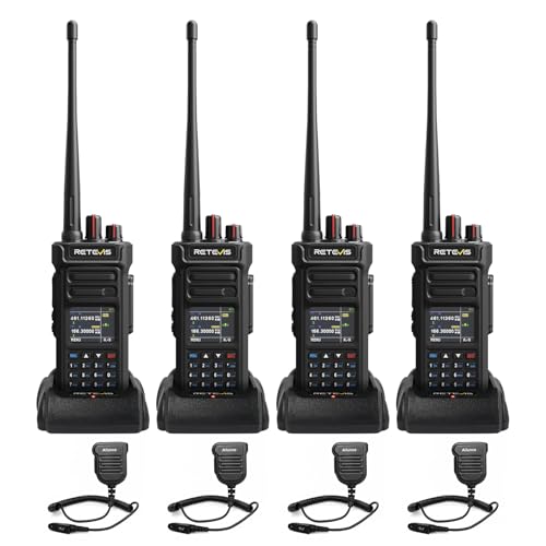 Retevis RT29S Walkie-Talkie, IP67 Funkgerät Professionelles Dualband, LCD-Bildschirm, Intelligente Rauschunterdrückung, 2800 mAh, Gruppenruf mit Großer Reichweite Walki Talki für Fabriken(4er-Pack)